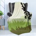 thumbnail image 4 of Nature Soft Flannel Fleece Throw Blanket, Nature Theme Pine Tree Silhouette on an Abstract Style Background, Cozy Plush for Indoor and Outdoor Use, 70" x 90", Lime Green Army Green, by Ambesonne, 4 of 5