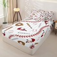 thumbnail image 3 of Homewish Baseball Softball Zipper Full Size Comforter Sets with Fitted Sheet and 2 Pillowcases, Red Sports Cap Zipper Bedding Set for Boys and Girls, Reversible, 4-Piece, 3 of 6