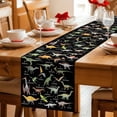 thumbnail image 5 of Black Dinosaur Table Runner 60 Inches, Vintage Letters Farm Animals Bed Runner Dresser Scarves Tabletop for Indoor Outdoor Parties/Ceremony/Banquet, 13" x 60", 5 of 8