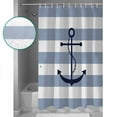 thumbnail image 4 of Blue White Striped Waterproof Fabric Shower Curtain,Navy Blue Beach Nautical Anchor Ocean Coastal Shower Curtain for Bathroom Curtains Bathtubs Hotel Shower Curtains with 12 Hooks Long 72x78in, 4 of 6