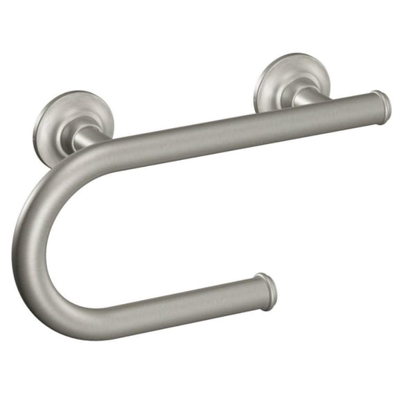 Brushed Nickel Bathroom Safety 8-Inch Wall Mounted Grab Bar with Integrated Toilet Paper Holder,