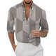 thumbnail image 1 of Camisas s Para Hombre Casual Hombres Solapa suelta Estampado geométrico Manga larga Puños Botón Puerto Estilo Floral Camisa Playa Hawaiianss Verano Top (Grey, XXL), 1 of 3