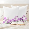 thumbnail image 3 of Spring Farmhouse Pillow Covers 2 Pack Style Plant Flowers Butterfly Purle Pillowcase Waterproof Outdoor Throw Pillow Cover for Patio Garden Square Cushion 20”x20”, 3 of 9