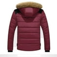 thumbnail image 3 of CCRFTGI Mens Puffer Jacket Fashion Thick Quilted Winter Coats Warm Heavy Parka Down Jacket with Faux Fur Non-Removable Hood Red M, 3 of 4