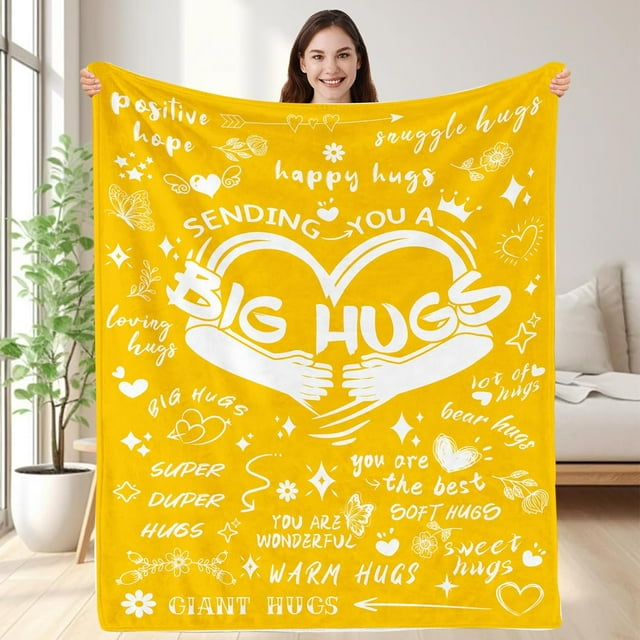 LHSHID Sending Big Hugs Blanket Hug BlanketInspirational Blankets for Women Big Huge Blanket with Inspirational Words Gifts for Bestie Friend Sister Wife Female 30"x40"