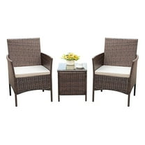 Patio Chairs Set of 2 Outdoor Front Porch Furniture Bistro Set 3 Piece Wicker Patio Chairs Balcony Furniture for Backyard Patio Balcony Lawn Pool (Brown)