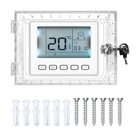 Dongyi Universal Thermostat Lock Box Cover with Key - Clear Secure Guard for Wall-Mounted Thermostats, Energy Saving Temperature Control Protector for Home & Rental Properties (6.5" x 4" x 2")