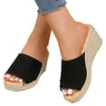 thumbnail image 3 of HNMKIU Platform Sandals Summer Platform Slides Open Toe Comfortable Thick Sole Style for Women Causal Everyday Classic Fit Summer Shoes Black,5.5, 3 of 8