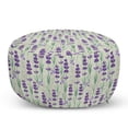 thumbnail image 1 of Lavender Pouf Cover with Zipper, Botanical Pattern with Fresh Herbs Aromatherapy Spa Theme, Soft Decorative Fabric Unstuffed Case, 30" W X 17.3" L, Pale Sage Green Violet, by Ambesonne, 1 of 5