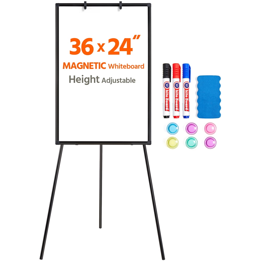 Yaheetech Portable Magnetic White board 36x24 Tripod Office WhiteBoard  Adjustable Metal Frame Portable Easel Dry Erase for Office Meeting Tripod  Whiteboard, Black
