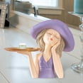 thumbnail image 4 of Bandeja de almacenamiento con estatua de niña moderna, colección de artesanías de figuras de resina, arte decorativo Violeta, 4 of 7