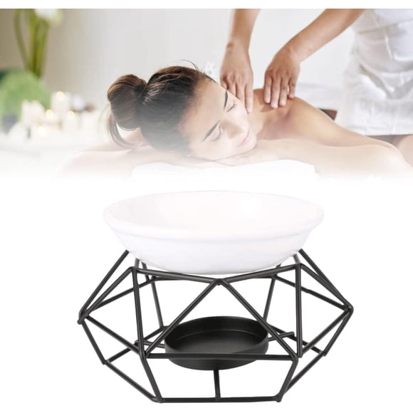 Chauffe-cire Fondu Huile Bougie Huile Encens Huile Parfumée Huiles Essentielles Huile Géométrique Support en Fer pour Maison Bureau Restaurants