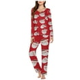 thumbnail image 2 of Censtreet V-neck Long Sleeved Pajamas Set for Women,Printed Casual Sleepwear,2 Piece Christmas Snug-Fit Loungewear, 2 of 5