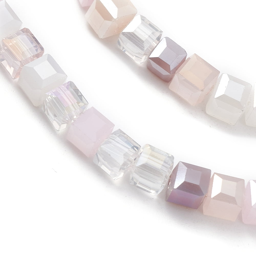 10 Strand Gradient Color Electroplate Glass Bead Strands AB Color Plated 4x4x4mm Hole: 1.2mm about 94~97pcs/strand 14.84~15.28 inch