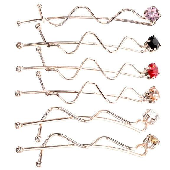 FRCOLOR 6Pcs Elegant Rhinestone Barrettes for Women Styling Thin Hair Accessories