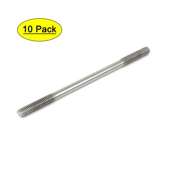 Unique Bargains M6x110mm 304 Stainless Steel Double End Threaded Stud Screw Bolt 10pcs