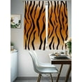 thumbnail image 4 of Brown Tiger Skin Sheer Curtains for Living Room Bedroom, Abstract Farm Brown Tiger Animal Texture Black Stripes Light Filtering Sheer Curtains, Rod Pocket Voile Window Drapes, 2 Panels Set 52"x 63", 4 of 7