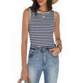 thumbnail image 6 of COCCKO Tank Top for Women 2026 Summer High Neck Sleeveless Striped Shirt Button Hollow Back Fitted Knit Camisole Tops, 6 of 7