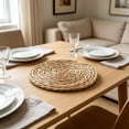 thumbnail image 4 of Naittoop 2pcs Rustic Round Braided Placemat Table Mats for Dining Tables 5.92 inch Non Slip Washable Kitchen Table Place Mats Natural Farmhouse Decor Brown, 4 of 6