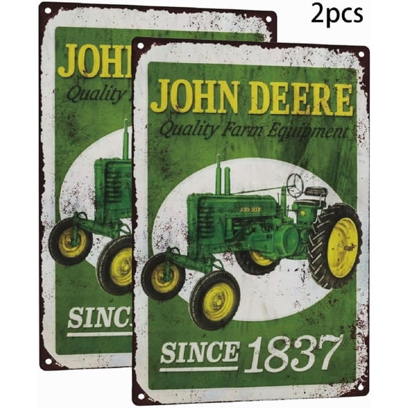 Signs for Home Decor 2 Pack John Deere Metal Tin Sign Vintage Art Poster Plaque Garage Wall 12*8in Retro Signs