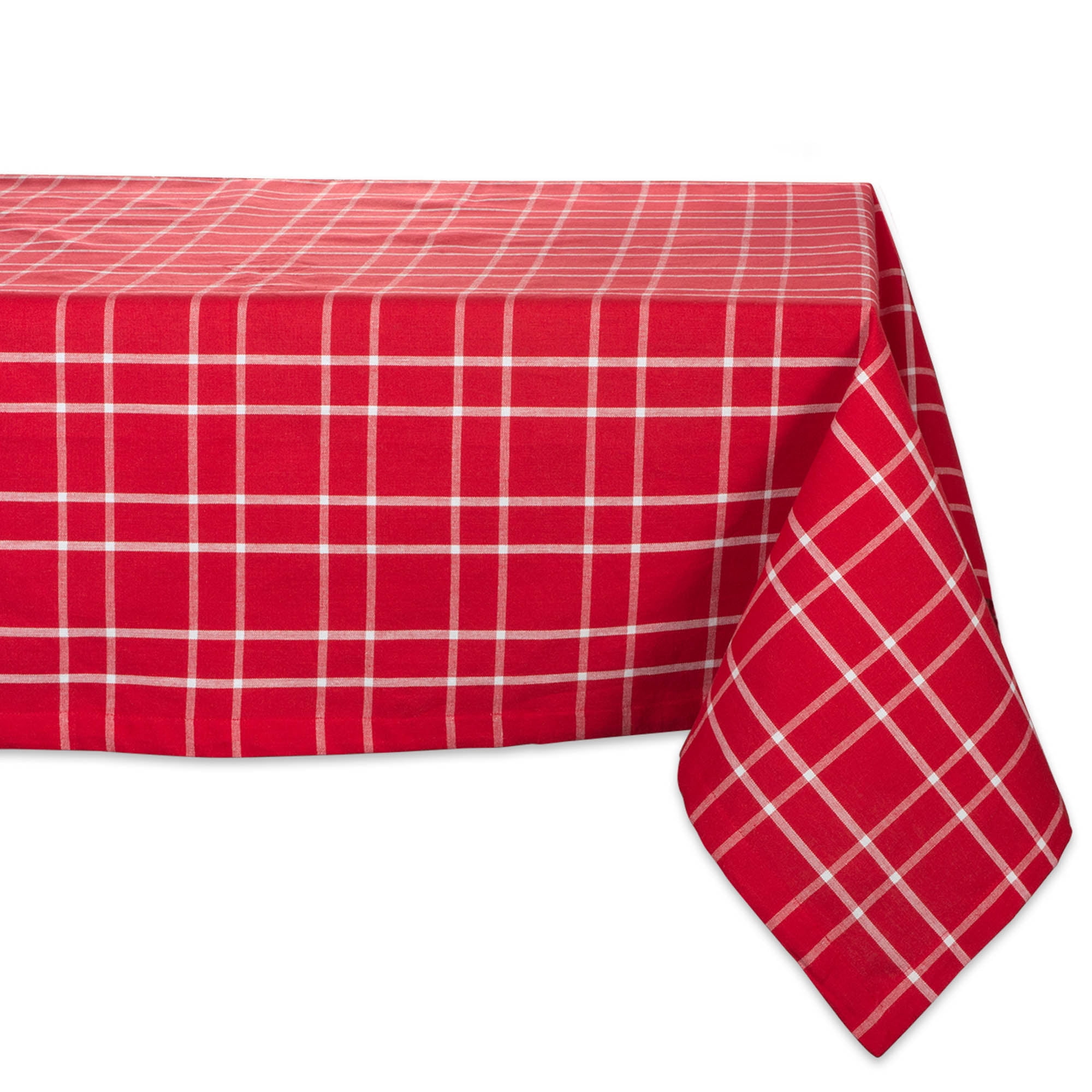 52" Red and White Plaid Round Square Tablecloth