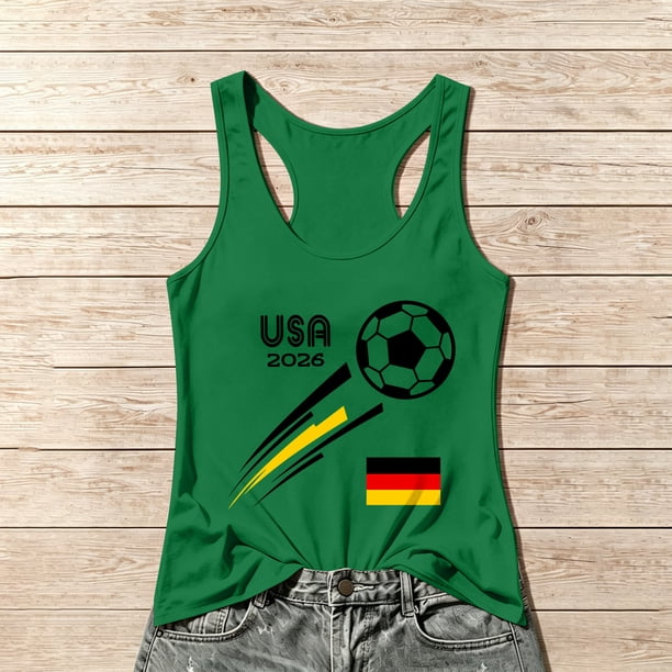 Women's Football Graphic Tank Tops, Women's Sleeveless Running Tank Top, Breathable Lightweight Sports Vest for Workout, Gym, Yoga, Training for Soccer Tournament 2026 Green Size: M