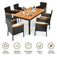 thumbnail image 5 of Costway 7PCS Patio Rattan Dining Set Armrest Cushioned Chair Wooden Tabletop, 5 of 10