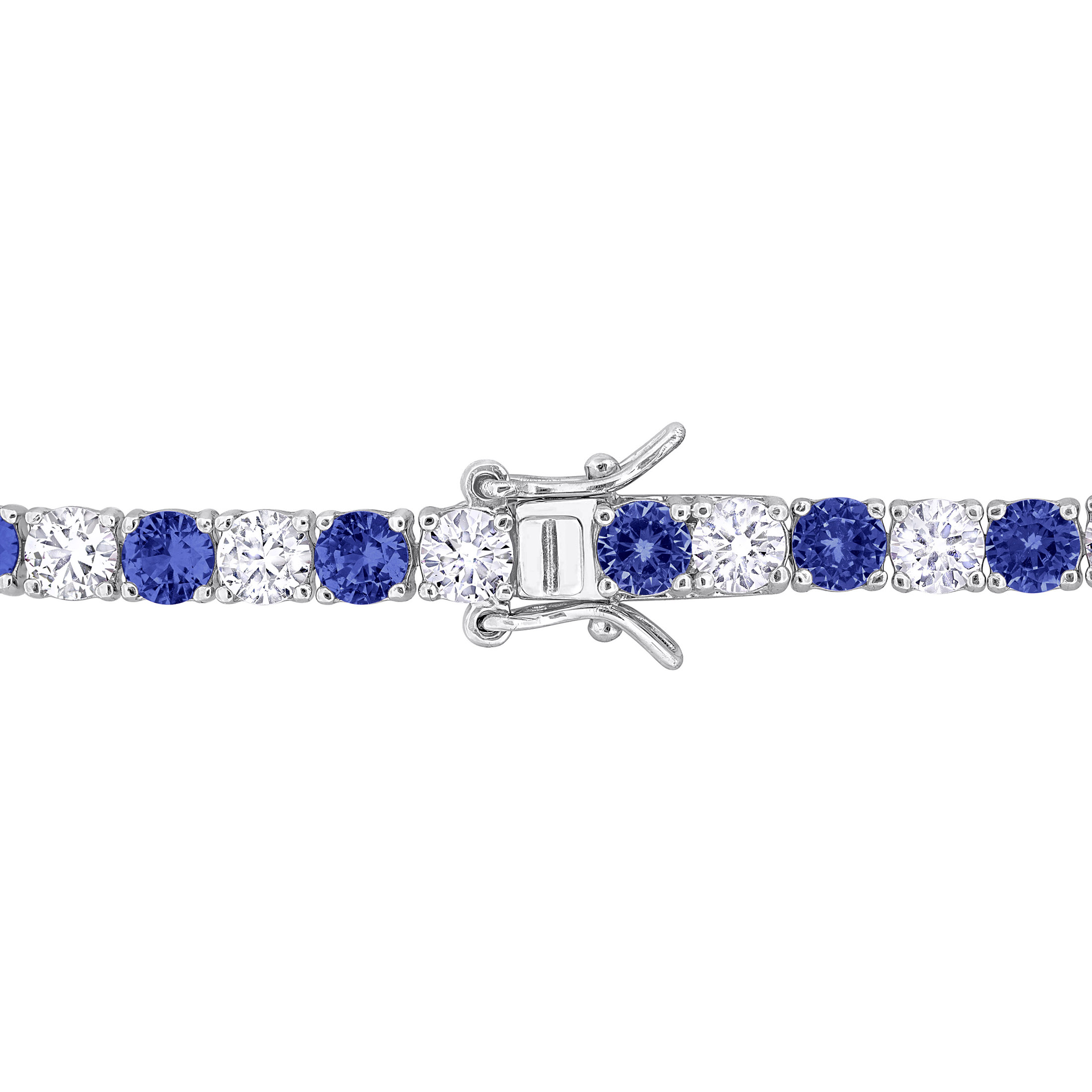Everly Women's 14-1/4 Carat T.G.W. Created Blue & White Sapphire Sterling Silver Tennis Bracelet - image 5 of 9