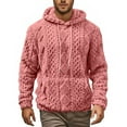 thumbnail image 2 of CharmCyan Men’s Hooded Pullover Sweater with Textured Cable Knit Pattern Drawstring Hood Kangaroo Pocket Long Sleeves Casual Fit Pink M, 2 of 2