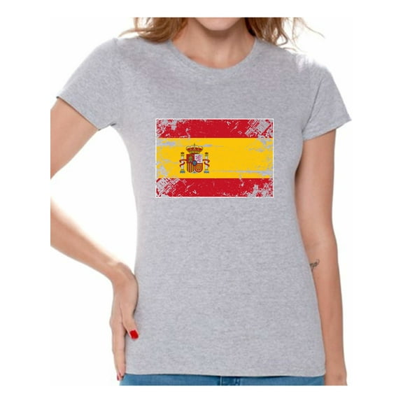 Awkward Styles Spain Flag Shirt for Women Spanish Soccer 2018 Tshirt Gifts from Spain Flag of Spain Spanish Women Spain Shirts for Women Spain 2018 Tshirt Spanish Gifts for Her Spanish Flag Shirt