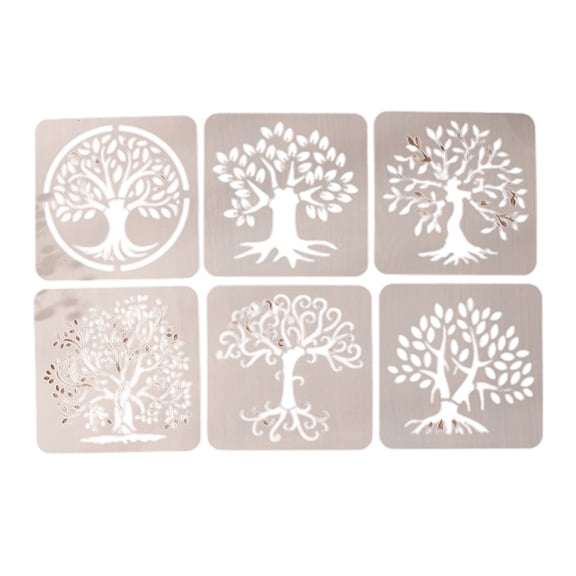 6 Pcs Cartoon Leaf Art Templates Tree Stencils Scrapbook Painting Stencils