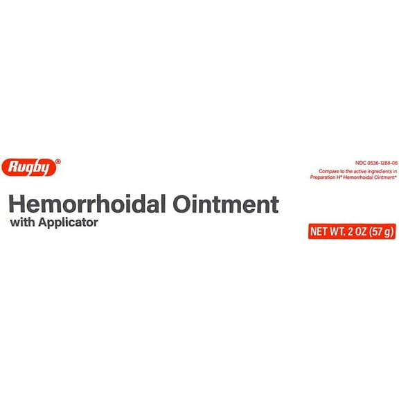 Rugby Hemorrhoidal Ointment with Applicator Mineral Oil 14% / Petrolatum 74.9% / Phenylephrine HCl 0.25% - 2 Oz