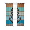 thumbnail image 7 of Nautical Anchor Blackout Curtains for Bedroom, Retro Blue Brown Wooden Boards Farmhouse Thermal Insulated Kitchen Drapes with Grommets, Light Blocking Window Treatment, 2 Panels 27.5" x 39", 7 of 7