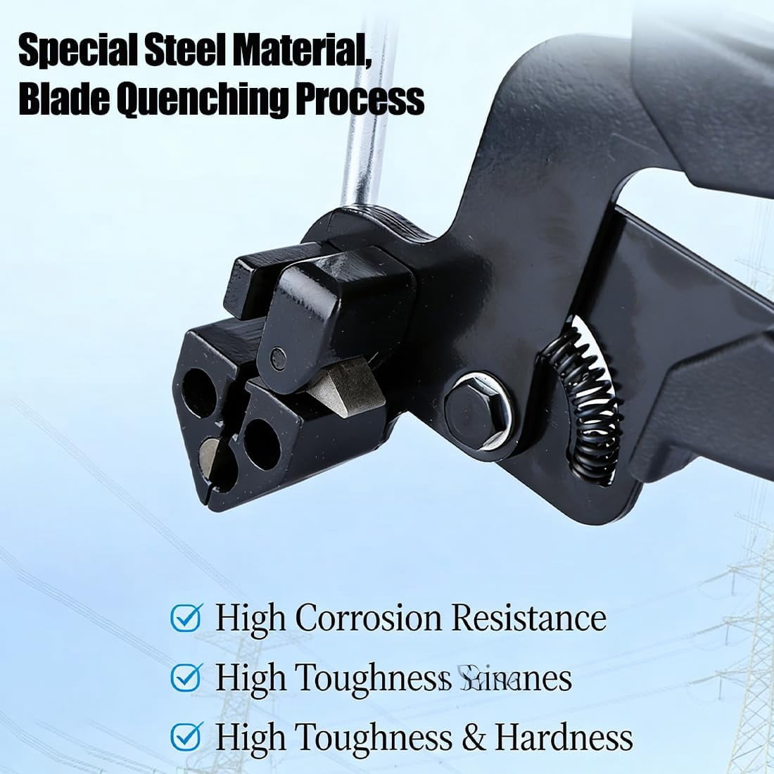 Stainless Steel Cable Tie Gun with Metal Zip Ties, Heavy Duty Tensioning and Cutting Tool, 304 Stainless Steel Cable Tie Gun Kit for Fence, Exhaust, Cable Management (1PC)