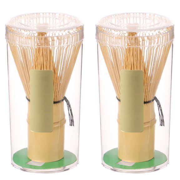 2Pcs Bamboo Matcha Whisk Set Efficient Foaming Matcha Tea Set Comfortable Grip Broom Making Tool Easy Cleaning for Cooking