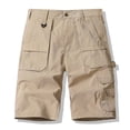 thumbnail image 1 of pstuiky Pantalones cortos para hombre, Pantalones cargo para hombre, de color liso, a la moda, con bolsillos laterales, cintura abotonada y múltiples bolsillos., 1 of 7
