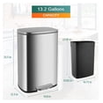 thumbnail image 6 of 13 Gallon Trash Can Kitchen Trash Can with Lid Tall Stainless Steel Kitchen Garbage Can with Removable Inner Bucket and Hinged Lids, Pedal Rubbish Bin for Home Office, Silver, 6 of 6