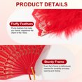 thumbnail image 3 of Uxcell Embroidered Flower Marabou Feather Fan, Vintage Folding Handheld Fan for Costume Party Dancing Wedding Show Red, 3 of 6