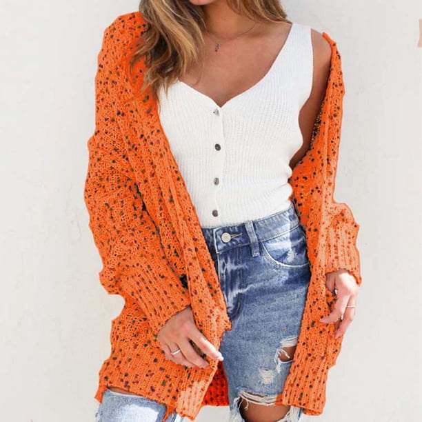 Puntoco Ladies Fashion Color Dot Cardigan manga larga bolsillo suéter chaqueta Flash Picks Puntoco Puntoco-7222