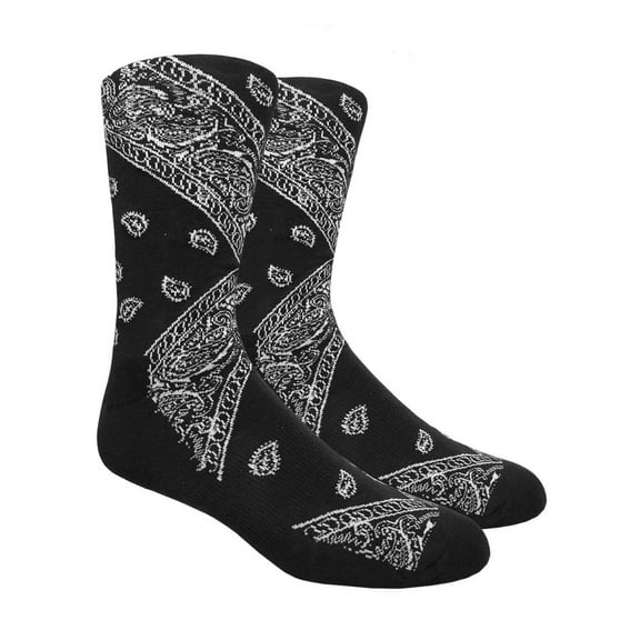 Urban-Peacock Leaf Republic Men's Novelty Fun Socks - Bandana - Black, 1 Pair