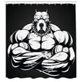 thumbnail image 3 of Ambesonne Pitbull Shower Curtain, Biceps Bodybuilder Animal, 69"Wx70"L, White Charcoal Grey, 3 of 3