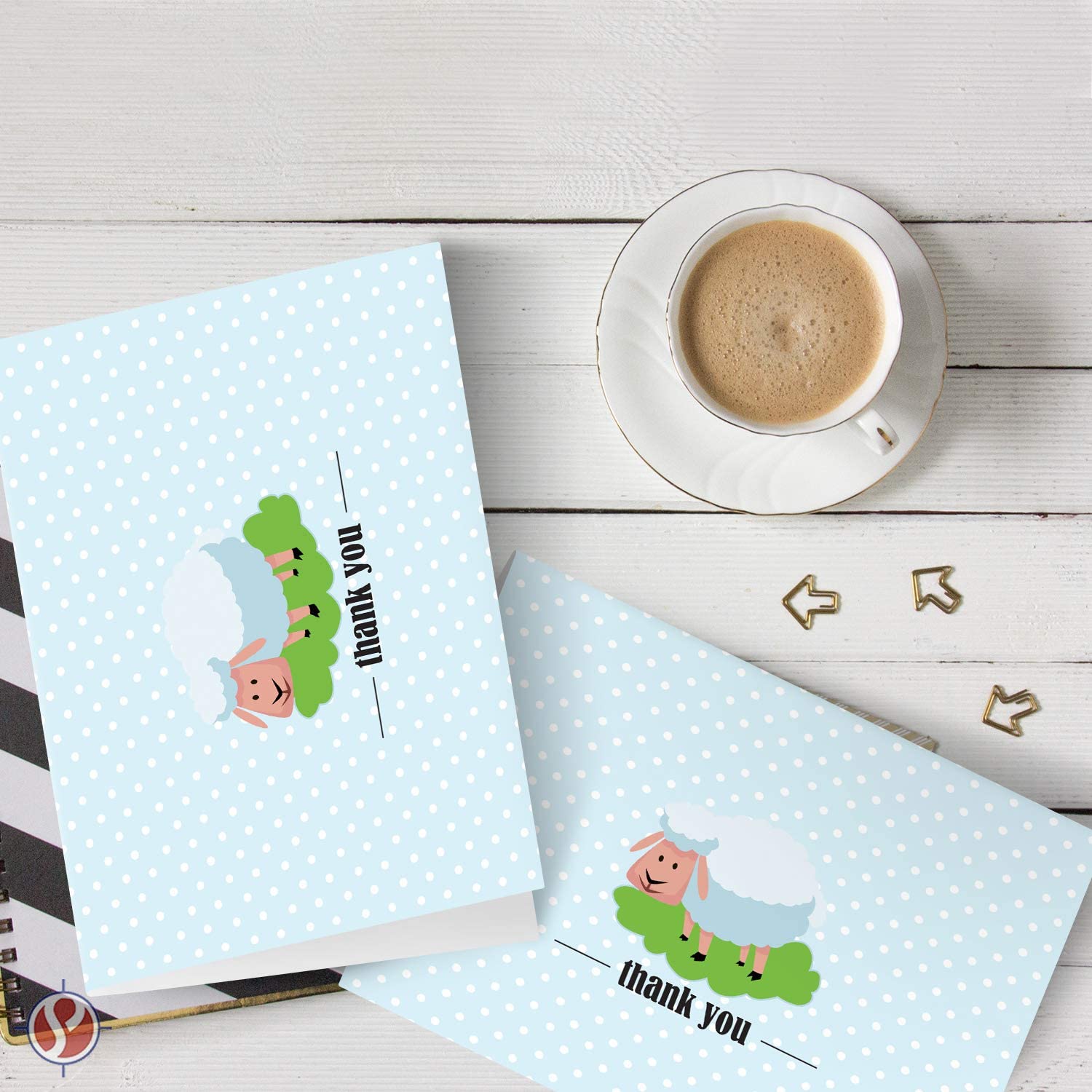 Sheep Lovely Animal Thank You Note Greeting Cards with Envelopes | Printed on Thick and Sturdy 80lb (216gsm) Cardstock | Blank Interior | A2 Size – 4.25 x 5.5” | 25 per Pack