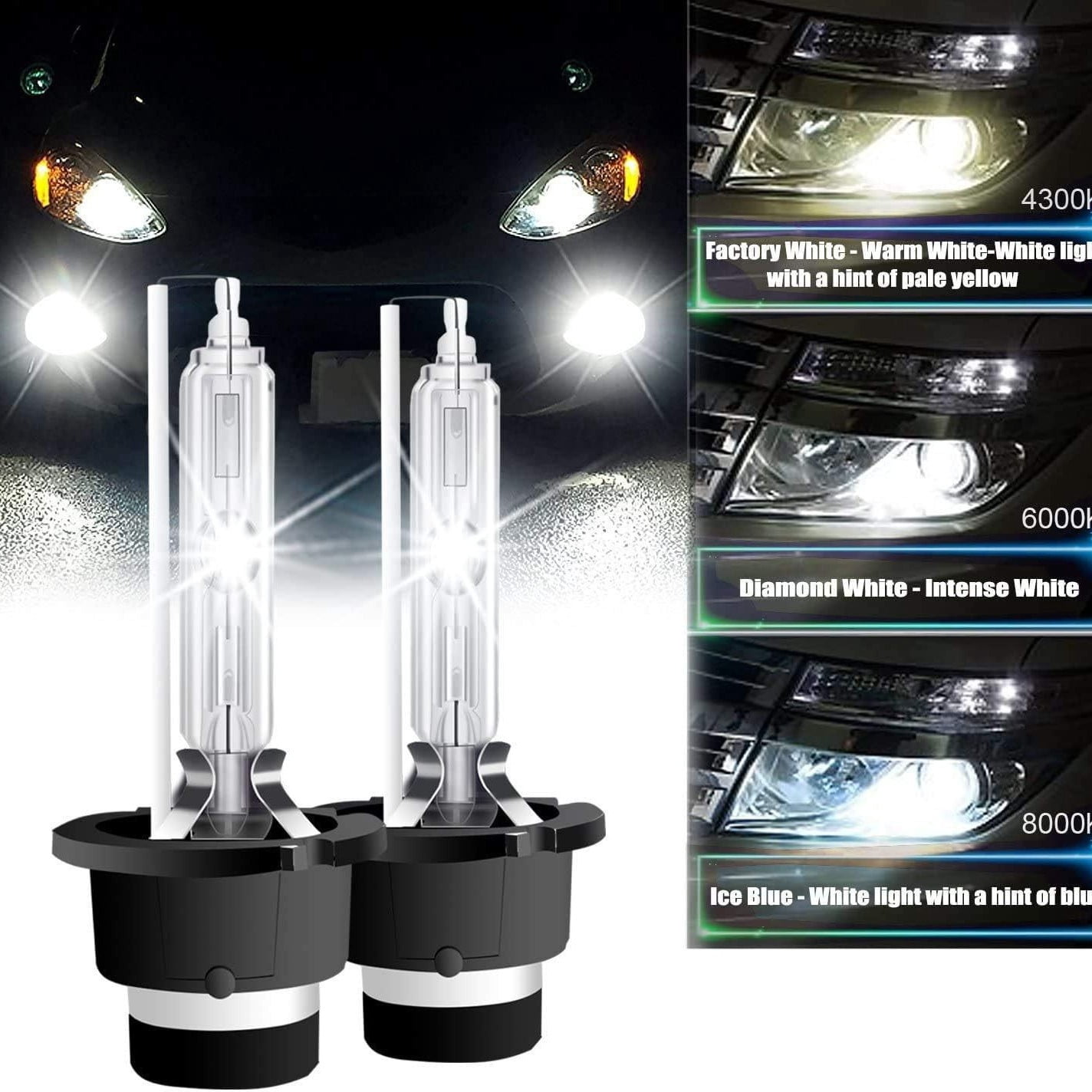 Yanonmyfd D1S 35W 6000K Color White HID Xenon Replacement Headlight Bulbs New, Set of 2