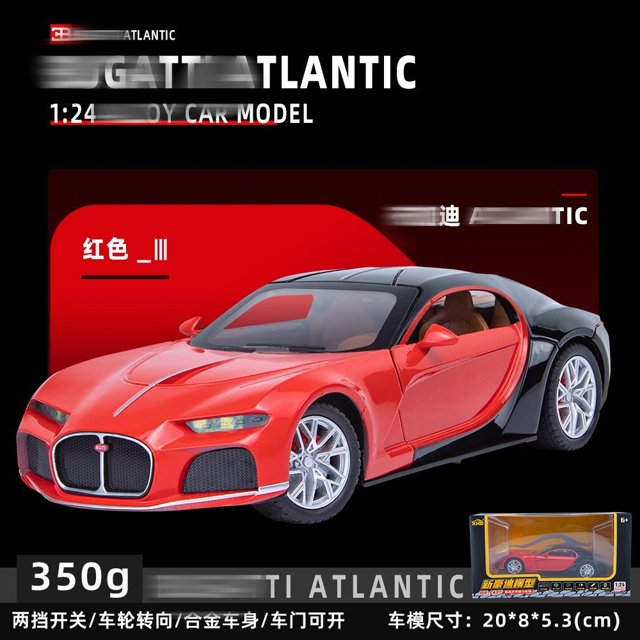 Modèle de Voiture de Sport en Alliage Atlantique 1:24 Véhicules Jouets en Métal Moulés sous Pression Modèle de Voiture Simulation Son Lumière Collection Cadeaux pour Enfants Rouge avec Boîte