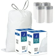 2 Packs(100 Count) Code J 10-10.5 Gallon Heavy Duty Drawstring Plastic Trash Bags Compatible with simplehuman Code J | 1.2 Mil | White | 10-10.5 Gallon/38-40 Liter