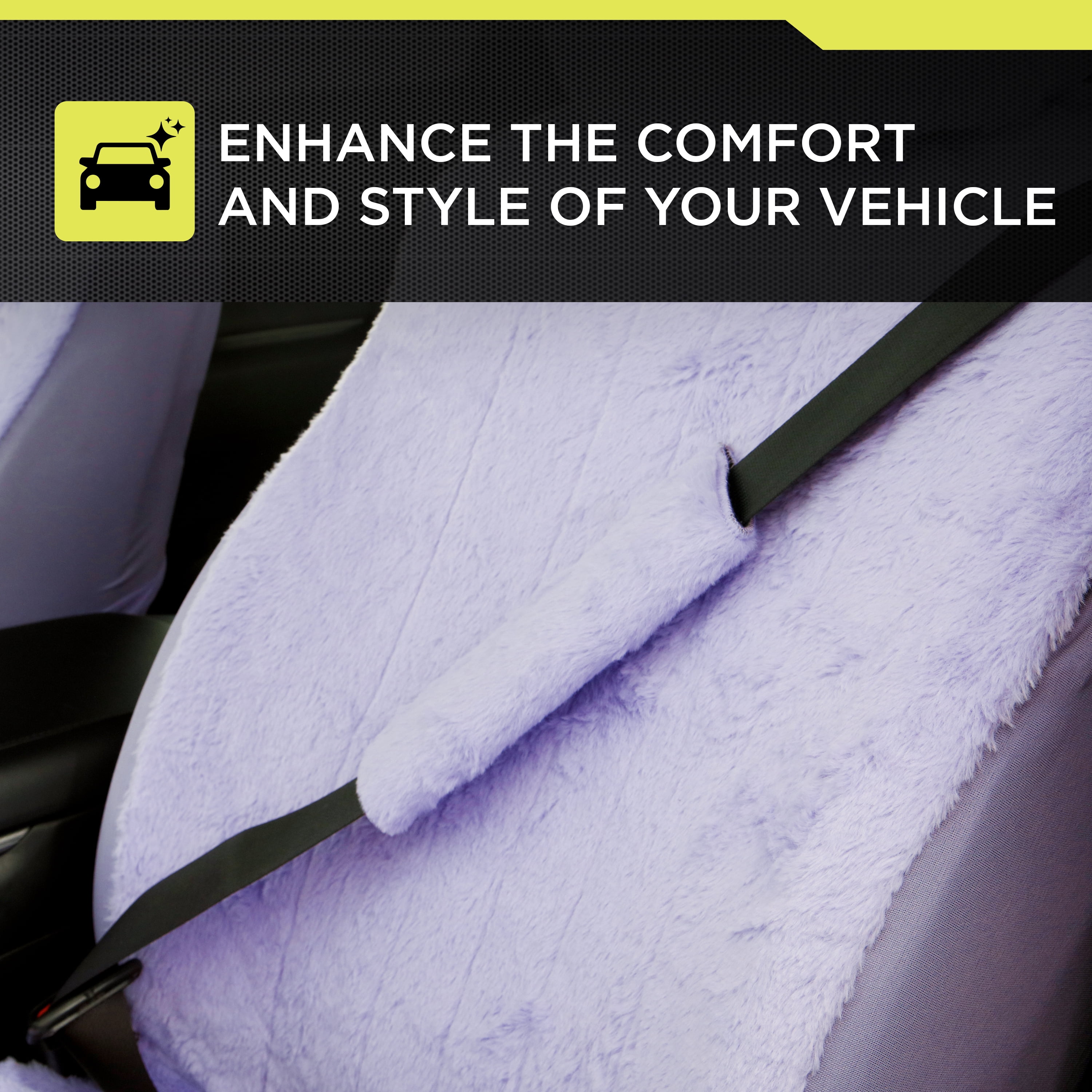 Auto Drive Lavender Faux Fur Seat Belt Pad Universal fit