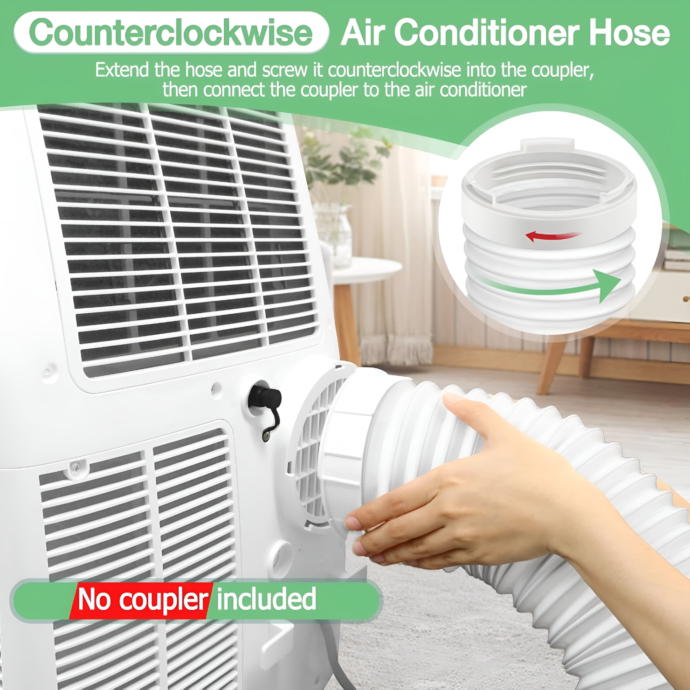 HIBIBUD Air Conditioner Exhaust Vent Hose 5.9"Diameter,80"Length,Universal Counter-Clockwise Air Vent