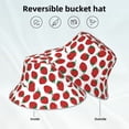 thumbnail image 2 of Yiaed Hand Drawn Strawberry Print Reflective Stripe Bucket Hat Unisex Funny Outdoor Fisherman Cap Beach Sun Hat, 2 of 5