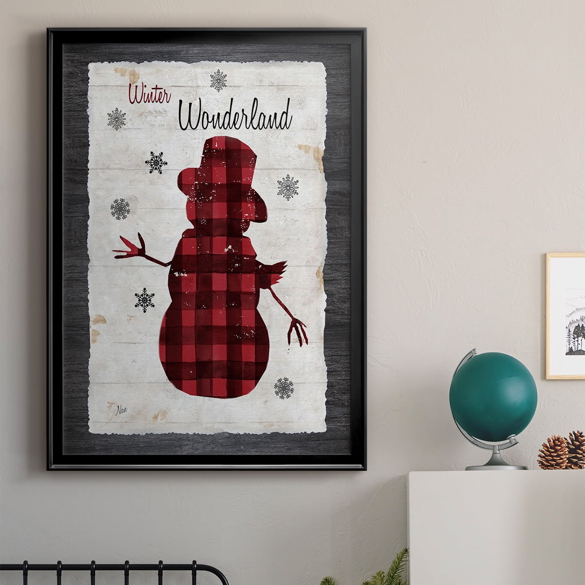 Checkered Snowman II Premium Framed Print - Ready to Hang