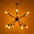thumbnail image 4 of Chandelier Black Ceiling Lighting Metal Retro Industrial Vintage Pendant Lighting with 8 Lights use E26 Light Bulb for Indoor Kitchen Island Dining Room Living Room Hallway（8/10 lights-Black）, 4 of 6